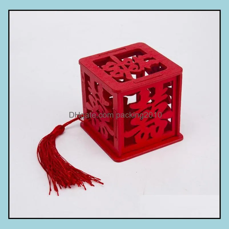 chinese style vintage novelty red square wooden love wedding candy boxes gift party favors sugar supply sn1012