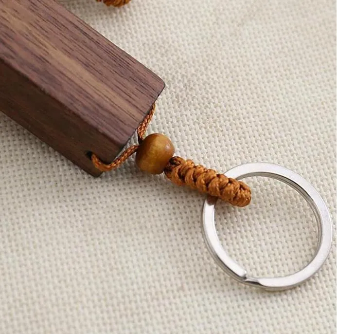 Natural Walnut Keychain Pendant Portable Creative Beech Wood Bracket Keychains Car Decoration Phone Holder Key Ring DIY Gift