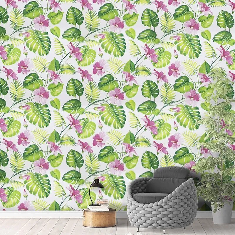 Papéis de parede Tropical Floral Contact Paper Peel and Stick Removable Wallpaper Gabinete Auto Adesivo Cabinete à prova d'água Cobertura de parede