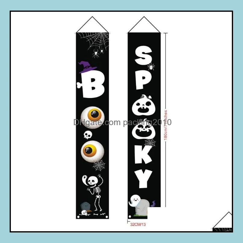 party banner flags for halloween christmas 180*32cm 100d polyester banner home door sign flags set wholesale dhl free shipping sn3220