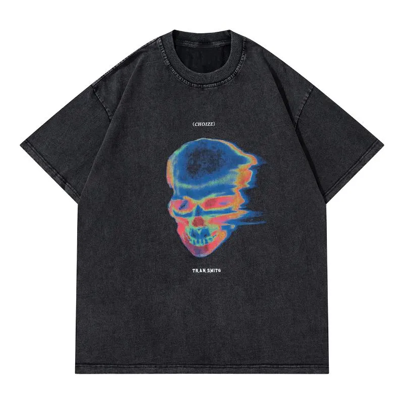 Erkek T-Shirt Boy T-Shirt Streetwear Vintage İskelet Grafik Baskı Kısa Kollu Erkekler Yaz Kadınlar Için Satış Tee Tops