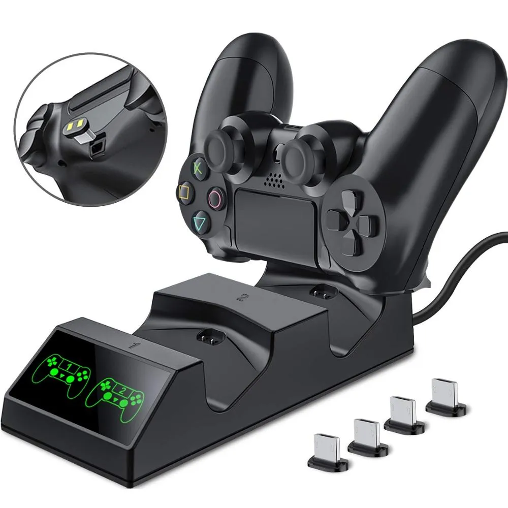 PS4 Controller Chargers Ladedockstation mit 2 Micro-USB-Ladedock für PlayStation 4 PS4 Slim Pro