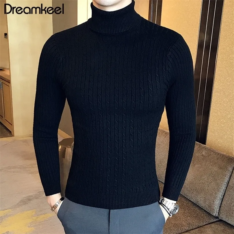 Männlicher Pullover Winterpullover Rollkragen Herrenpullover Weiß Herren Strickwaren Pull Homme Rollkragen Herrenpullover Weihnachten Baumwolle Y1 T200402