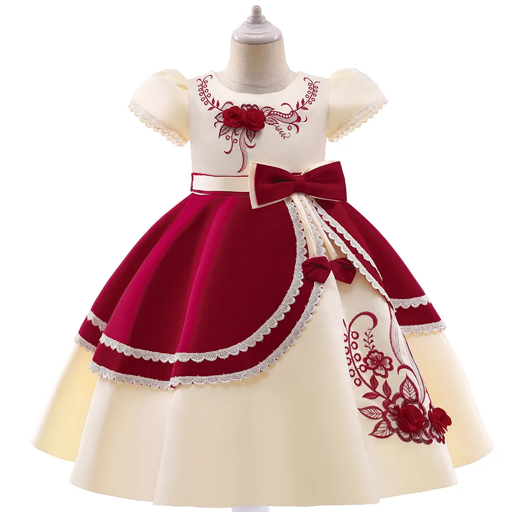 Abito da ricamo vintage per bambini formali per bambina Bambini Costume Prom Party Princess Dresses Girls Vestido da sera Vestidos