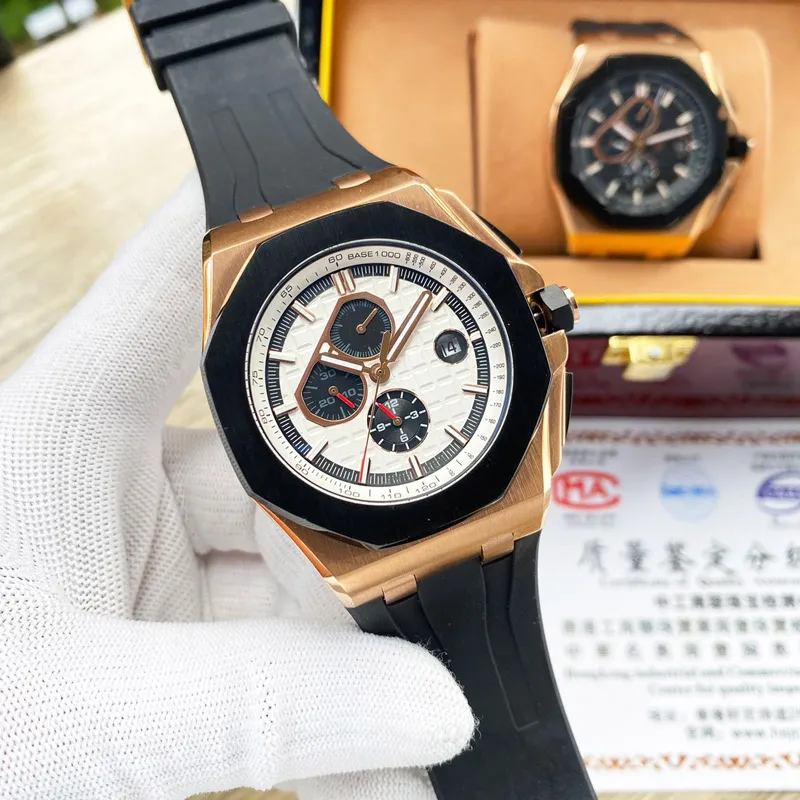 Herrklockor Automatisk Mechanical Watch 44mm Business Wristwatch Rubber Strap Montre de Luxe Gift for Men Multicolor300h