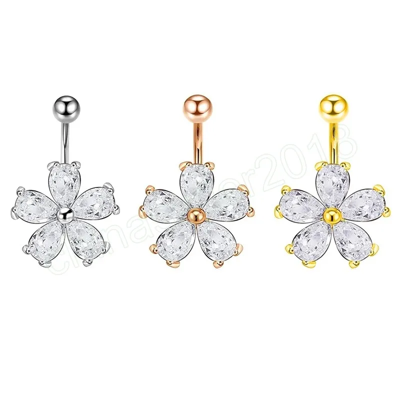 Fiore ombelico anelli pendenti accessori piercing carino gotico donne sexy piercing all'ombelico femminile gioielli per il corpo in acciaio inossidabile