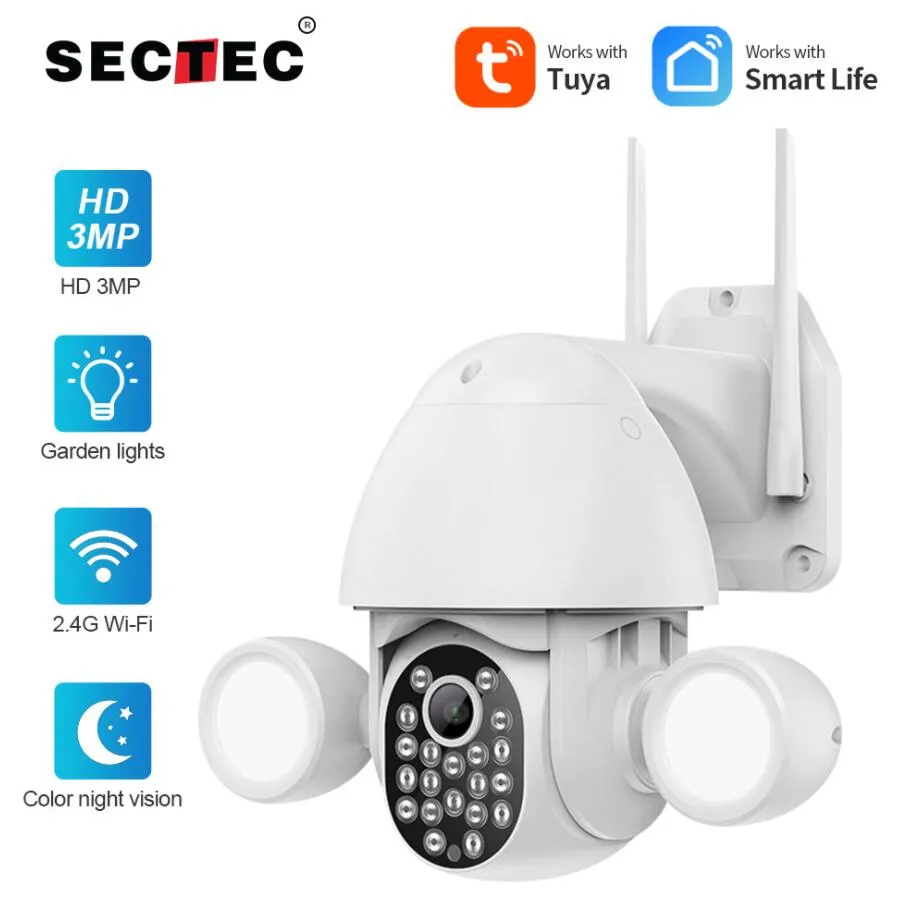 WIFI 5MP / 3MP 2MP Tuya projecteur cour éclairage caméra AI détection Mobile Protection de sécurité extérieure caméra CCTV