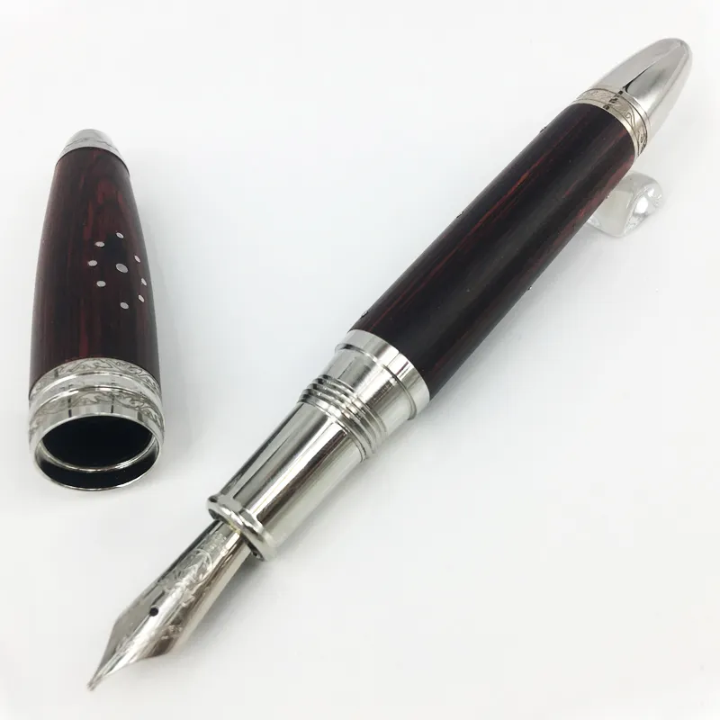 Luxury Pennor Röd eller Svart Ull Begränsad Edition Tyskland Märke Silver Clip Fine Carving Classic Ink Writing Fountain Pen