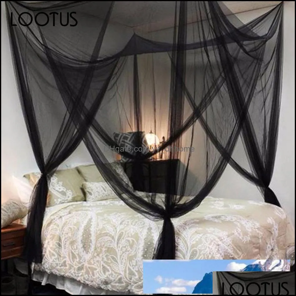 4 Doors Open Bed Canopy Netting Square Summer Full Queen King Rectangle Elegant Bedding Accessories Mesh Insect Bed Net