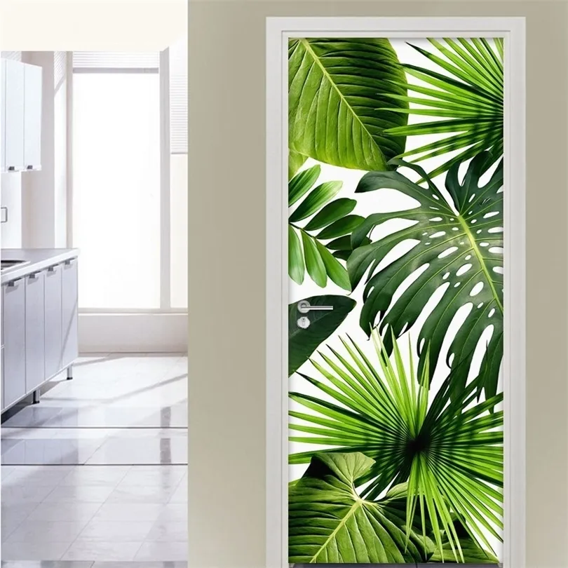DIY Самоадлеящая водонепроницаемая дверная наклейка зеленый лист наклейки на стены листьев.