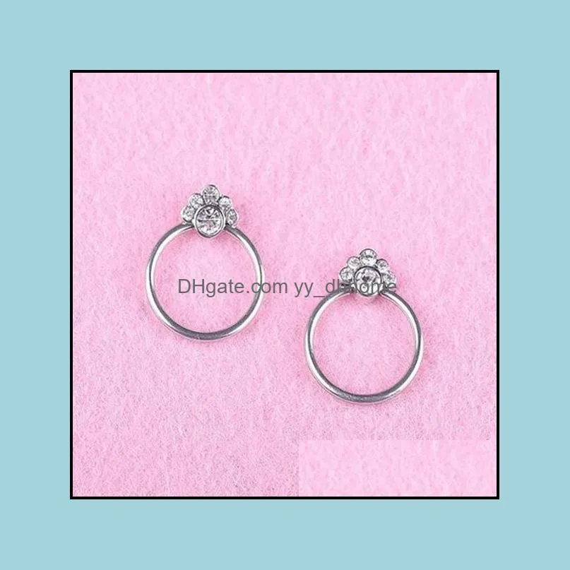 Small Thin Rhinestone Crystals Flower Fake septum Piercing Nose Rings Studs Faux Clip Nose Hoop Body jewelry