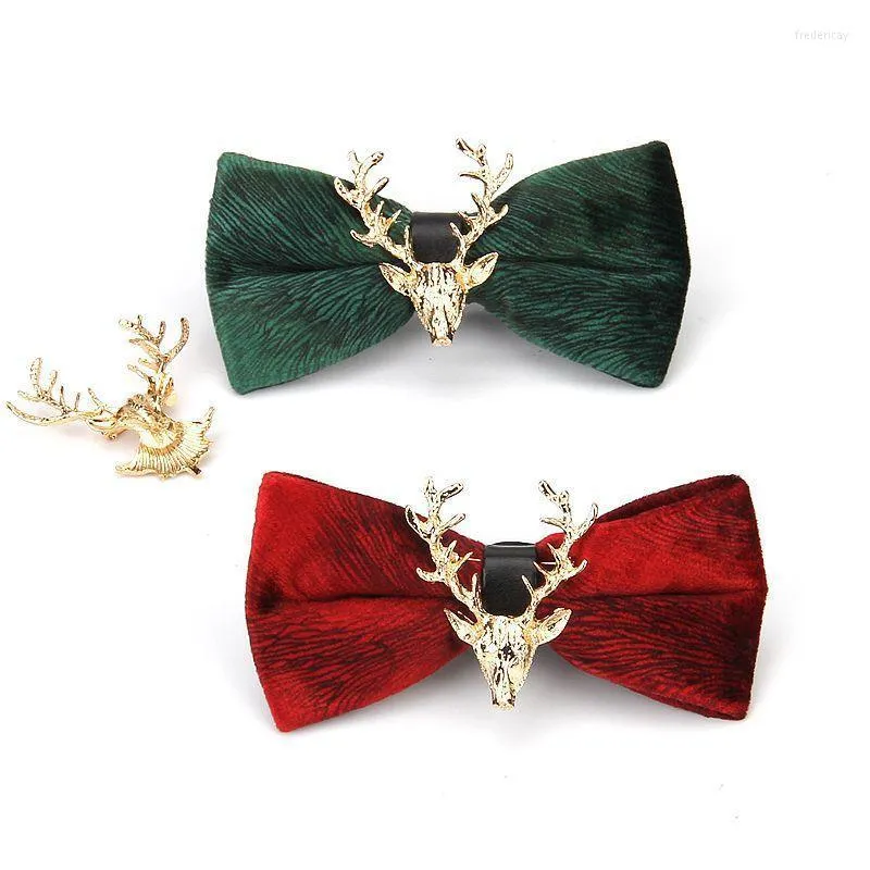 Bow Ties 2022 Moda Sıradan Erkekler Altın Velvet Noel Elk Kafa Düğün Tie Trendy Business Batquet Dekoratif Fred22