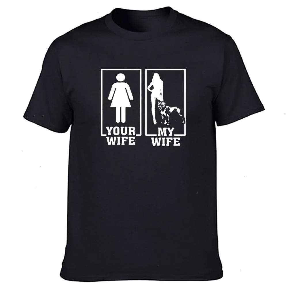 Lustige Meine Frau Ist Ein Pitbull Pit Bull Hund Liebhaber T Shirts Grafik Baumwolle Streetwear Kurzarm Harajuku T-shirt Männer