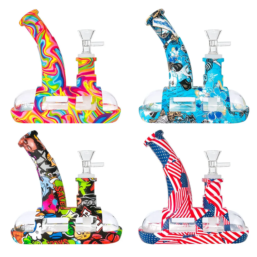 Mischen Sie Muster Shisa Boot DAB Rigs mit 14,4 mm Schüssel Wasserleitungen Rauchzubehör