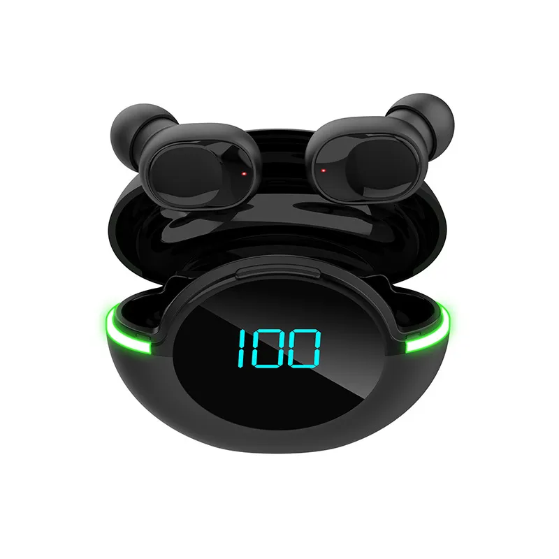 Y80 TWS Bluetooth hörlurar hörlur Trådlöst headsetbuller Avbrytande Mic Earbuds Stereo Music Power LED Display för Android iOS Ring telefon