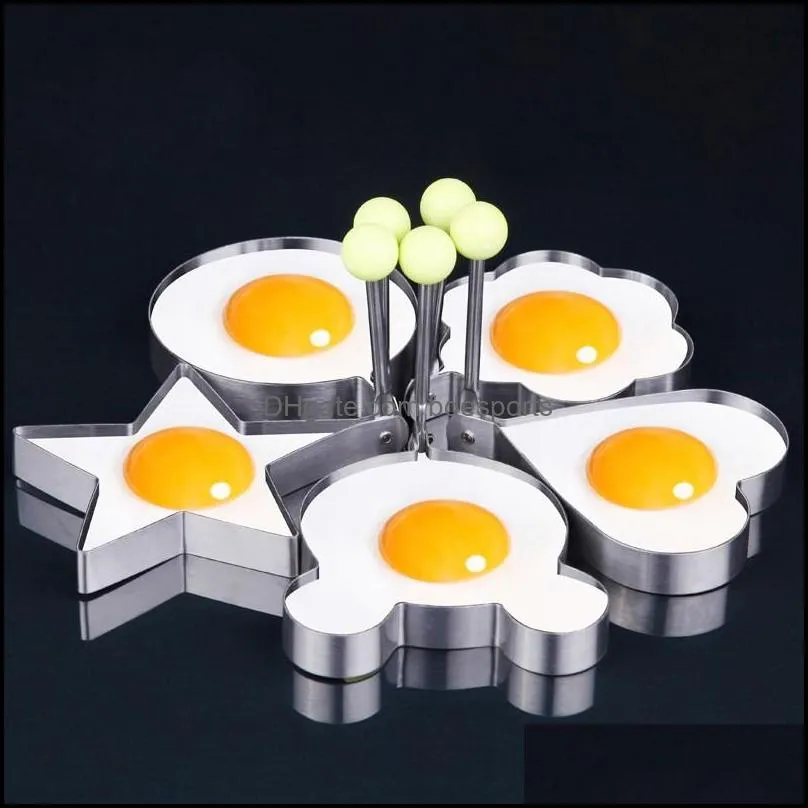 Love Heart Shaped DIY Mould Five Pointed Star Thickening Stainless Steel Fried Egg Mold Kitchen Practical Accessories Hot Sale 1cj J2
