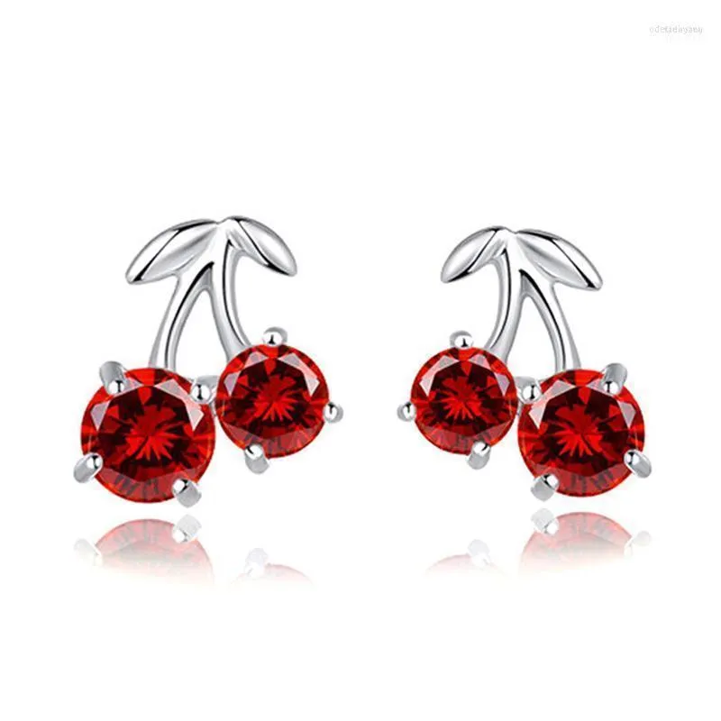 Stud Koreaanse stijl zoete kersen oorbellen voor vrouwen meisjes feest geschenk rood kristal earring accessoriesesstud odet22 farl22