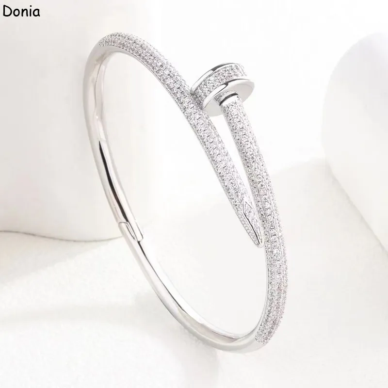 Donia Jewelry Luxury Bangle مبالغ فيه الأظافر Titanium Steel Micro-Bingly Zircon European and American With Box