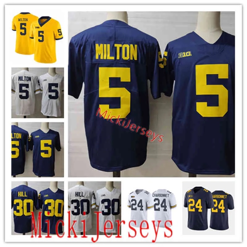 Xflsp 2022 College Custom Michigan Wolverines Maglia da calcio cucita Benny Friedmane Lano Hill 2 Maglia Charles Woodson 4 Jim Harbaugh 5 Jabrill