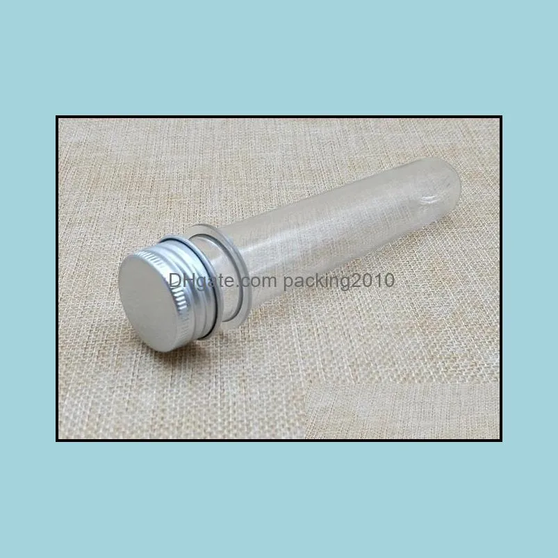 100pcs/lot 40ml Transparent Mask Bath Salt Test PET Tube 40cc Clear Plastic Bottle Cosmetic Tube With Aluminum Cap