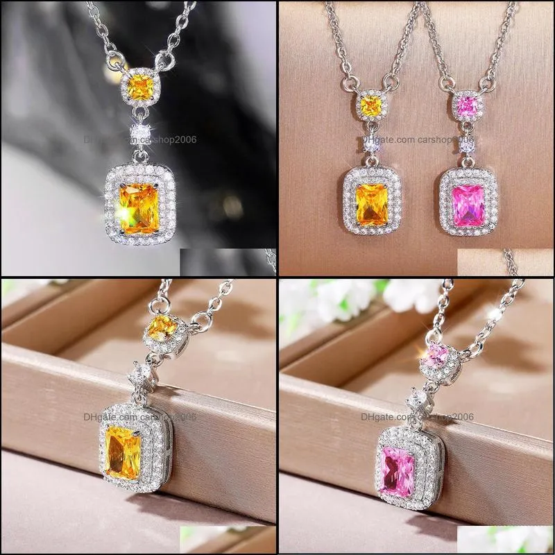 Cubic Zirconia Necklace for Women Fashion Circle Shaped Pendant Trendy Wedding Party Modern Jewelry
