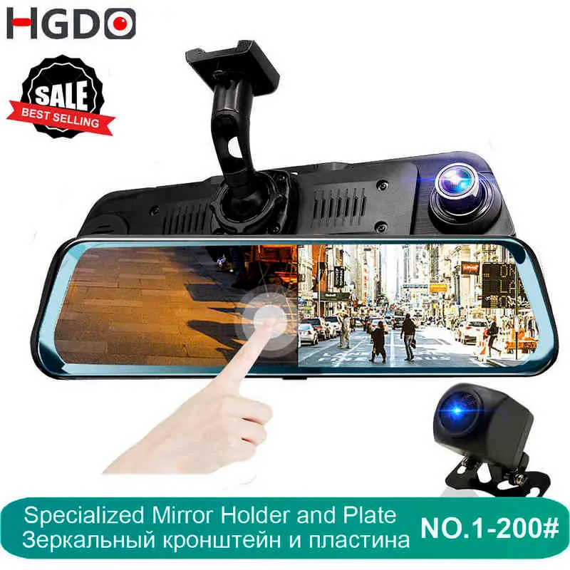 Hgdo Touch Screen Telecamera posteriore Specchio Dash Camera Fhd P Car Dvr Visione notturna Dash Cam Registratore di guida per auto Dashcam J220601