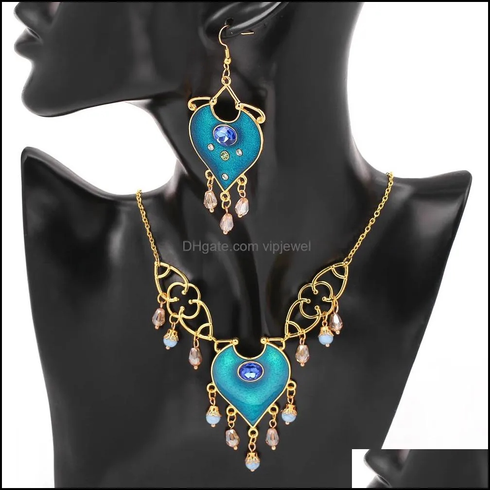 aladdin movie jewelry set necklace&earrings cosplay princess jasmine pendants necklace for women earrings women accessories