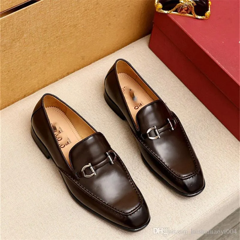 A2 Spring Leathers Shoes Luxury Original Mens Formal Shoes Leather Man Classic Business Designer Dress Shoes Bright Skin Loafers Men Shoe 38-45