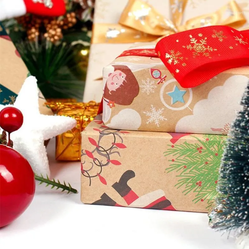 Christmas Decorations Gift 50 70cm Wrapping Paper Roll Santa Snowman Snowflake Packing Box Series Xmas Decor