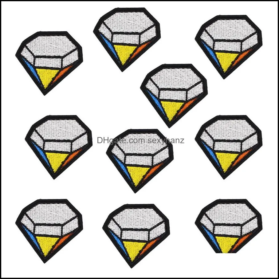 10pcs multicolor diamond badgees for clothing bags iron on transfer applique for jacket jeans sew on embroidery badge diy