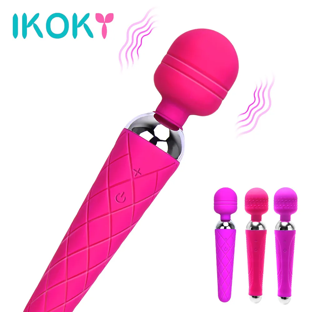 Ikoky krachtige Magic Wand Av -vibrator clitoris stimulatorvibrerend dildo vrouwelijke masturbator g spot massager sexy speelgoed voor vrouw