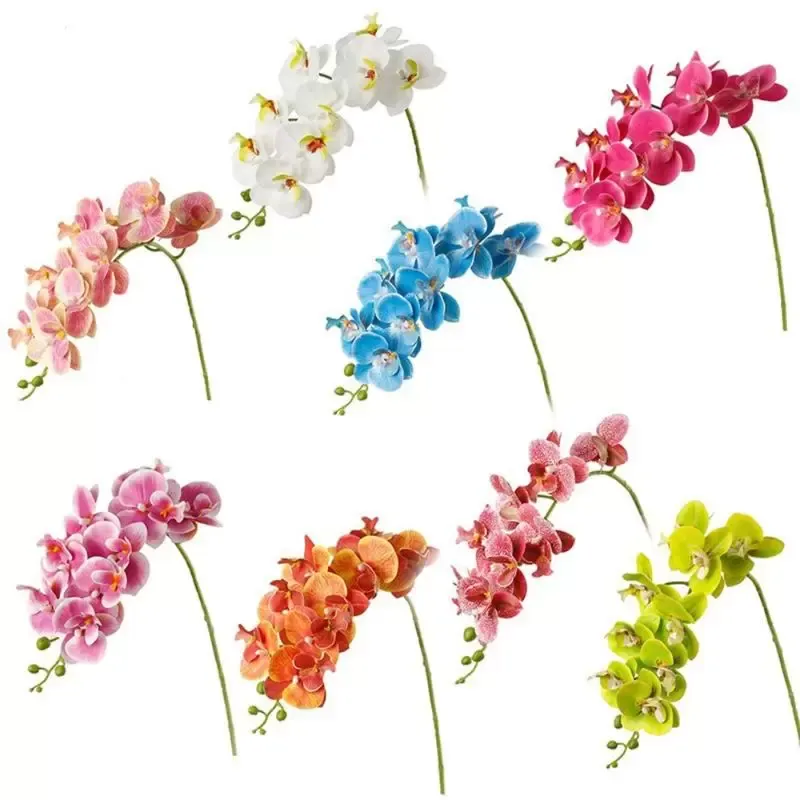 Dekorative Blumen Kränze 8 Farben Latex 9 Köpfe 3d bedruckte Schmetterling Orchideen Wohnhäuser Hochzeitsdekoration Künstliche Blume