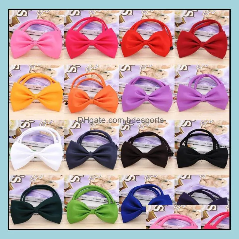 Adjustable Pet Dog Bow Tie 15 Colors Pet Headdress Neck Accessory Necklace Collar Puppy Bright Color Pet Bow Free Shipping XD22477