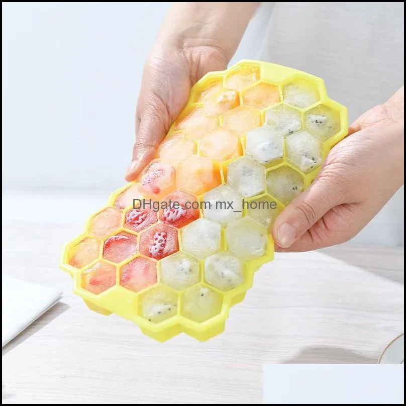 honeycomb ice cube trays reusable silicone ice-cube mold bpa free ice maker with removable lids