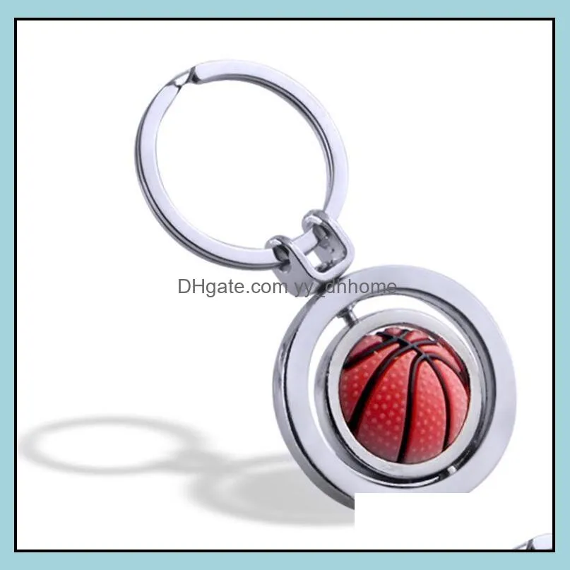 Stainless Steel Sports Keychain Pendant Fashion Football Basketball Golf Keychains Luggage Decoration Key Ring