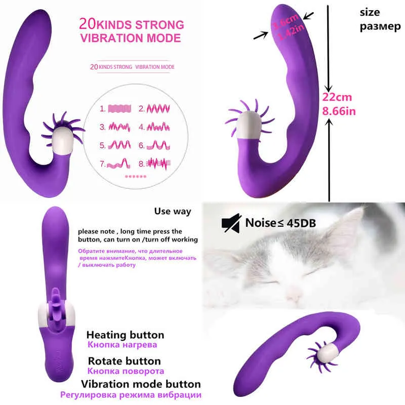 Nxy vibratorer 20 hastigheter laddningsbara g spot dildo vibrator uppvärmning av magisk trollstav massager rotera oralsex klitoris leksak för kvinnor 220509
