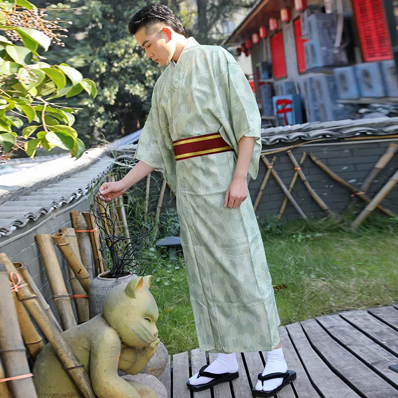 Abbigliamento etnico giapponese, conferenza sui fuochi d'artificio estivi da uomo, abito formale tradizionale kimono da gentiluomo, antirughe, senza materiale da stirare
