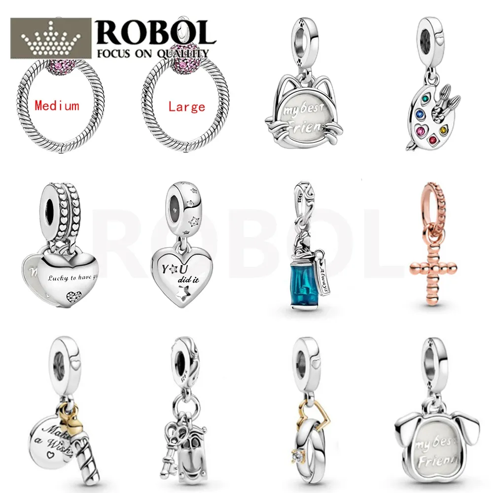 925 Silver Fit Pandora Charm 925 팔찌 아티스트 Palette 내 애완 동물 고양이 매력을 원래 로고 매력 세트 펜던트 DIY Fine Beads Jewelry