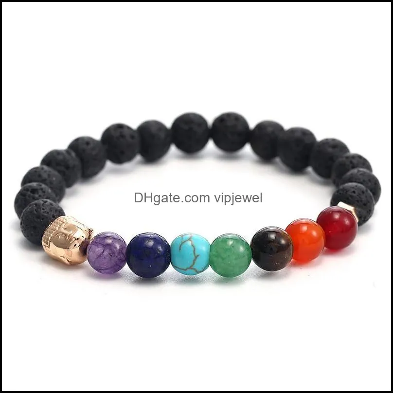 7 chakra bracelet for men women 8mm black laca beads elephant/buddha/life tree yoga healing  oil diffuser bracelet-z