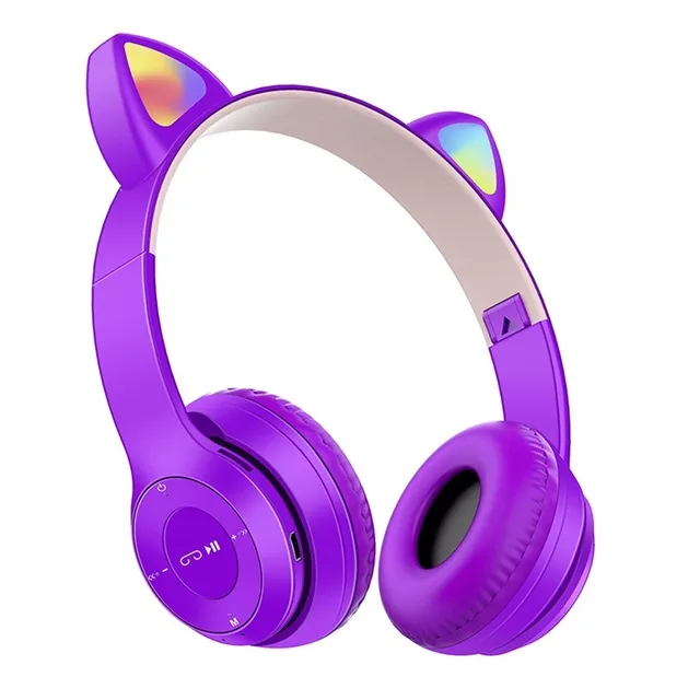 Cute Cat Ear Bluetooth Headphones For Pc With Mic Noise