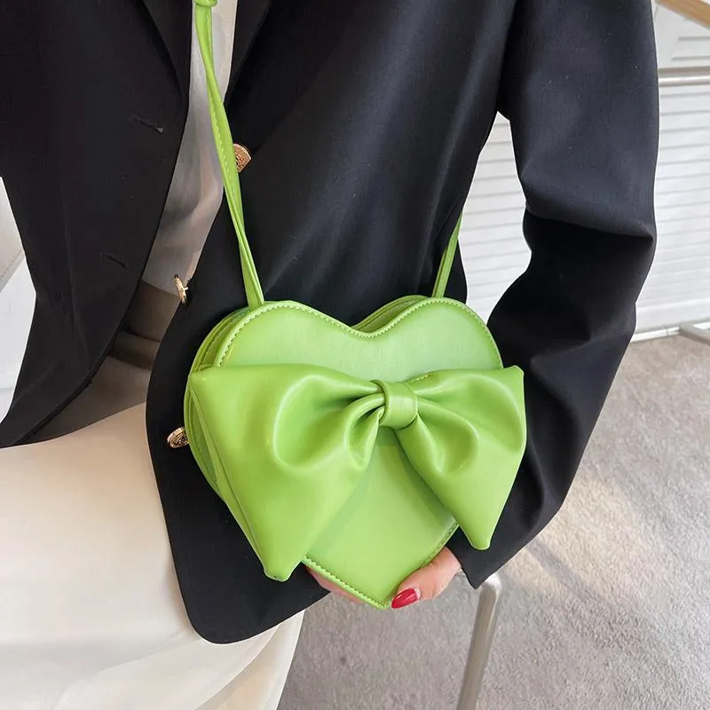 Evening Bags HOCODO Heart-Shaped Crossbody For Women Bow-Knot Shoulder Bag Woman Summer Cute Ladies Purse Pu Leather
