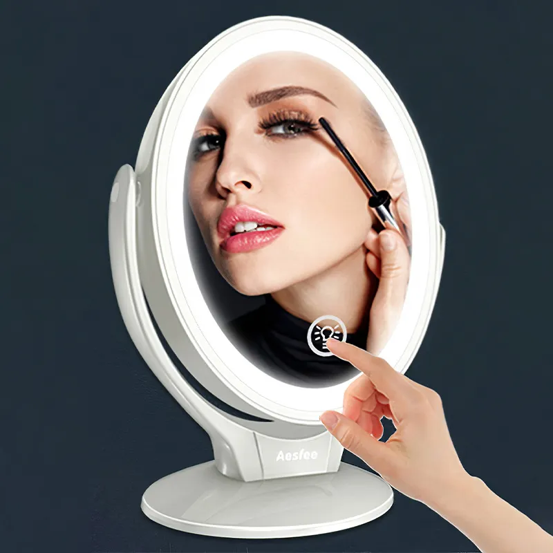 LED Lighted Makeup Vanity Mirror Rechargeable,1x/7x Magnification