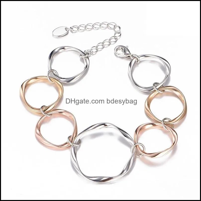 Charm Bracelets Jewelry Simple Circles Women Bangles Gold Mix Color Pseira Feminina Geometric Br D8M