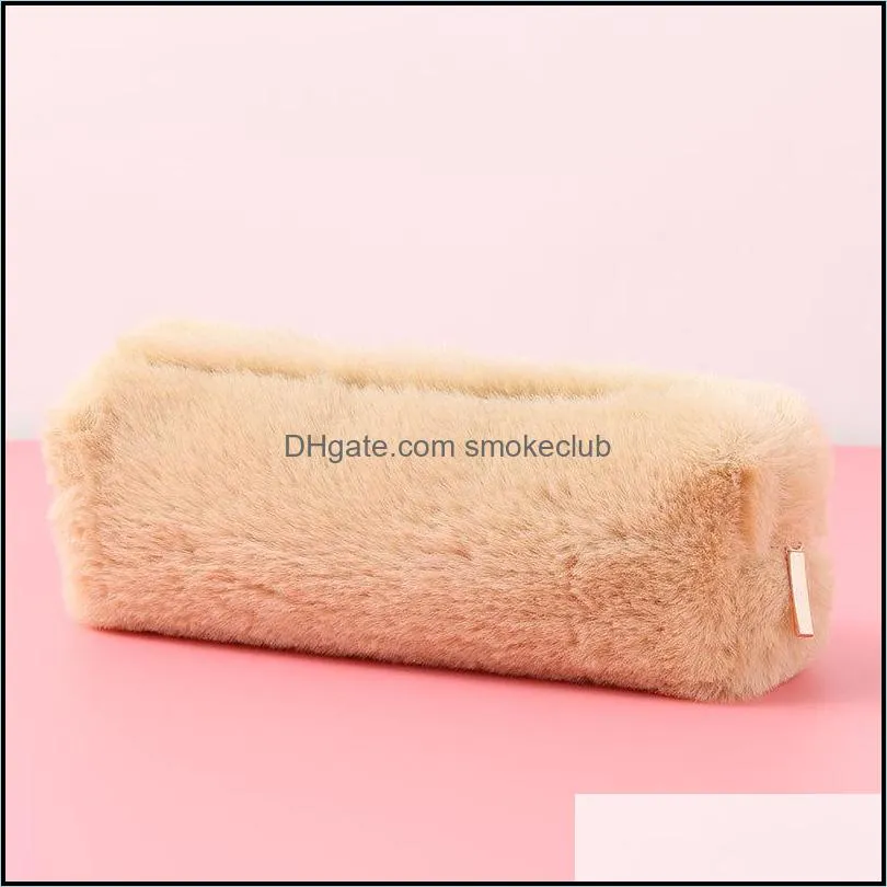 1pc Plush Pencil Case Portable Cosmetics Pouch Large Capacity Pen Bag Kawaii Stationery Make Up Box Girls Gifts