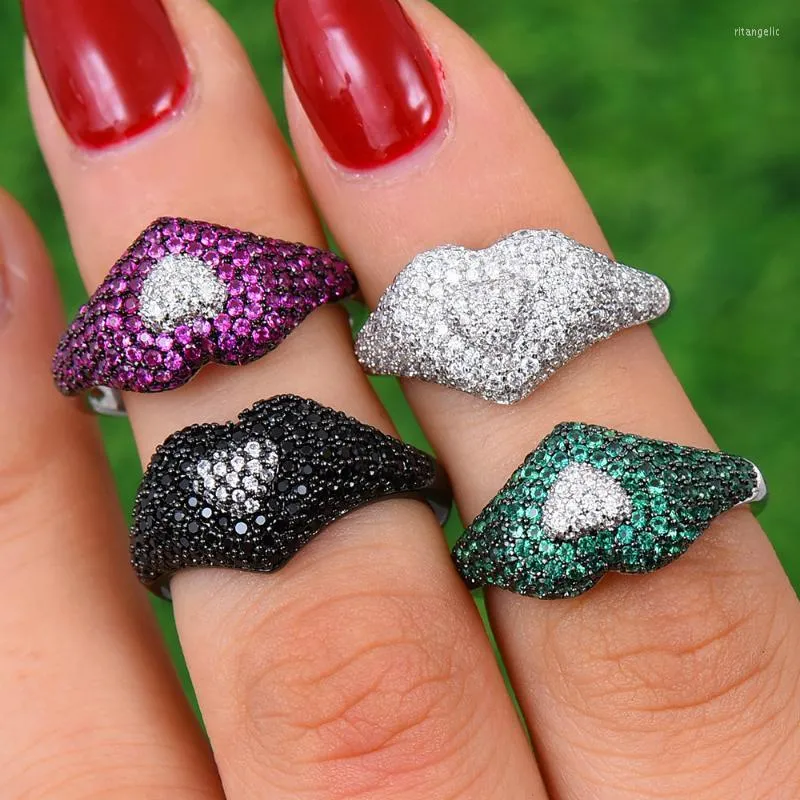 Wedding Rings GODKI Size4 - Size9 Trendy Stackable Heart Cubic Zircon Chic Ring For Women DUBAI Bridal Statement Finger Rita22