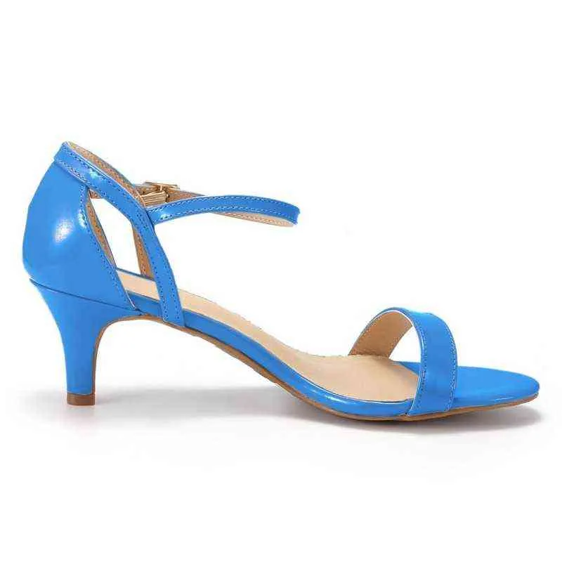 Sandalias de tacón bajo para fiesta sexy de verano caliente de charol multicolor, zapatos de tacón para mujer, sandalias de boda para mujer 2022 G220518