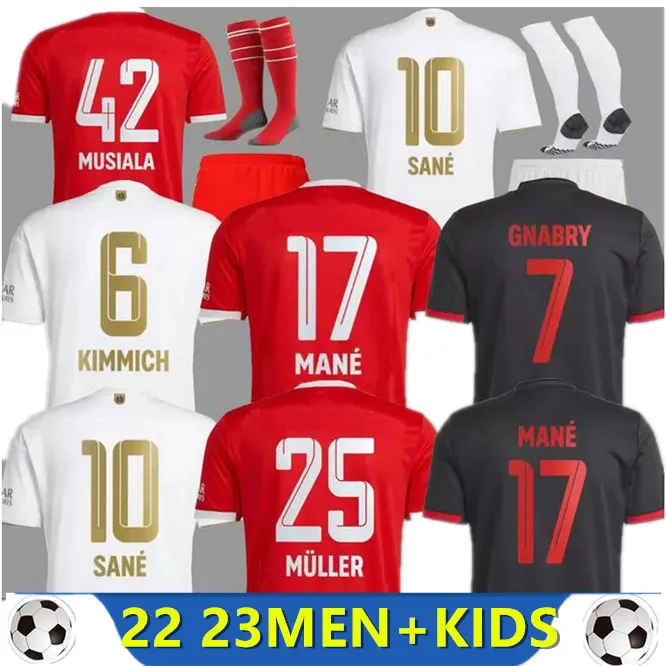 22 23 Bayern München Fußball Jersey de Ligt Sane 2022 2023 Fußballhemd Hernandez Goretzka Gnabry Camisa de Futebol Top Thailand Männer Kids Kits Kimmich Fans Spieler
