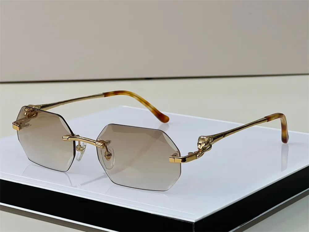 Luxury Design Sunglasses For Mens Hexagon Rimless Unisex Men Women