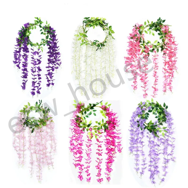 1.8m Artificial Wisteria Flores 7 Cores Parede Pendurado DIY Rattan Centerpiece Xmas Party Wedding Decoração pano de fundo