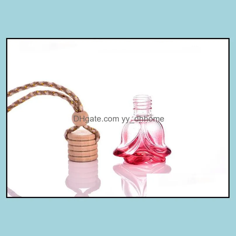 colorful 6ml crystal shape hanging car perfume glass bottle hanging decoration bottle car hanging accessories perfume bottle sn832